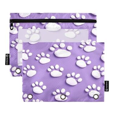 Imagem de Wassud Pacote com 2 pastas para fichário Purple Paw com 3 furos, pasta organizadora para casa, escritório