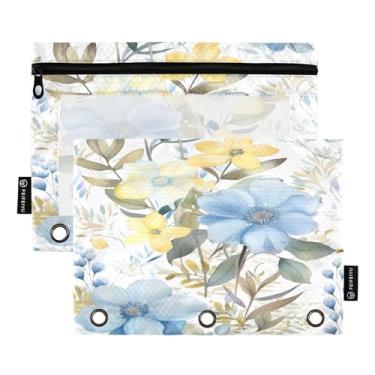 Imagem de Wassud Arranjo de flores, pacote com 2 pastas para fichário, pastas de bolso com 3 furos, pasta organizadora para casa, escritório