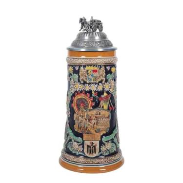 Imagem de Wrendefull Caneca de cerveja com tampa Alemanha Caneca de cerveja tampa de estanho Munchen Oktoberfest