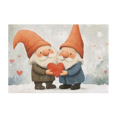 Imagem de Burbuja Tapete de banho Valentine Gnomo, tapete de banheiro absorvente extra macio com suporte antiderrapante para banheiro, banheira, chuveiro, 40,6 x 61 cm