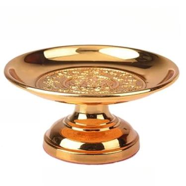 Imagem de FENNYYAR Prato de ofertas, prato de cobre, para fazer oferendas a Buda, 17,9 cm 17,8 cm, ornamento de templo de lótus de palete