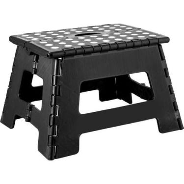 Imagem de Banqueta Banquinho Dobrável Plástica Anti Derrapante Suporta até 150kg banquinho banheiro para Banheiro, Auxílio e Uso Diário(Preta)