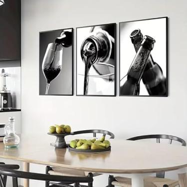 Imagem de 3 peças estilo vinho 20 x 30 cm arte de parede presente para casa moderna, escritório, sala de estar, decoração de quarto, pôster de tela sem moldura presente de arte de parede