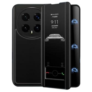 Imagem de LYJSMGZ Capa flip para Huawei Honor Magic 8 Pro/Magic 8, janela de visualização, forro macio, proteção contra arranhões, fecho magnético, à prova de choque, capa fosca, preta, Majic 8