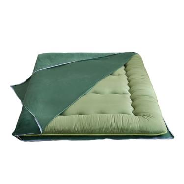 Imagem de Zelladorra Capa de colchão futon, capa de colchão japonesa de pelúcia com zíper, lavável na máquina (verde, solteiro)