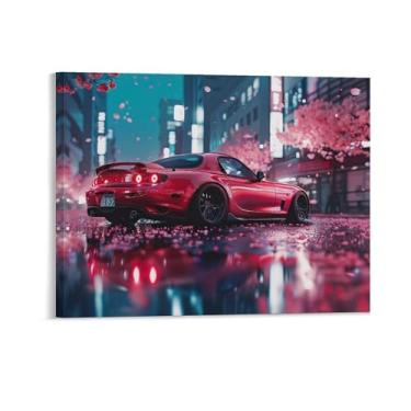 Imagem de HouLaiZhe Rx7 Flores de cerejeira cidade noite Jdm cartazes de carro parede estética decoração de sala de parede impressões galeria sala decoração de parede para quarto sala de estar escritório 16 x