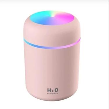 Imagem de Flame Umidificador Ultrassônico, Difusor de Óleo Essencial, Branco, Plástico, 180ml, LED, USB, Cilíndrico, Controle por Botão, 15x12.5x10cm