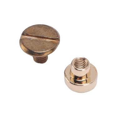 Imagem de KUIDAMOS Rebites de Parafuso de Cabeça Plana de Liga de Zinco Dourado de 6mm para Artesanato e Bolsas de Couro, 50 Conjuntos de Rebites de Ligação para Sapatos e Roupas