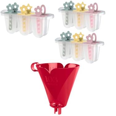 Imagem de Kit com 1 Suporte de Filtro de Café Vermelho 103 + 3 Forma de Picolés Plástica para 6 picolés