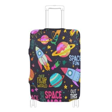 Imagem de Joisal Identifiers Capa protetora de bagagem fofa bagagem colorida desenho foguetes planeta viagem bagagem manga para mulheres, P, serve para capa de 45-50 centímetros, Planeta Rockets de desenho