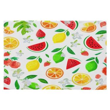 Imagem de Wassud Tapete de porta de frutas coloridas 61 x 89 cm, tapete de área lavável antiderrapante com suporte de borracha, tapete macio e macio para sala de estar, quarto, entrada, entrada