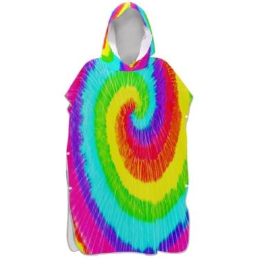 Imagem de Joisal Poncho de surf vibrante roxo rosa azul trocador adulto toalha de praia com capuz floral absorvente ponchos de praia para homens