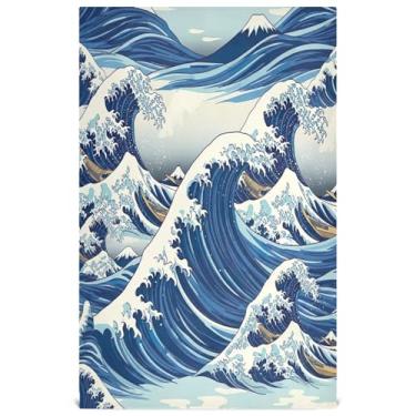 Imagem de Joisal Farmhouse Conjunto de toalhas de prato de cozinha decorativas ondas do oceano azul toalhas de mão de chá fofas para secar pratos absorventes de banheiro 45 x 71 cm, 6 pacotes