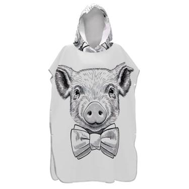 Imagem de Roupão reutilizável para troca de poncho de surfe para adultos, toalha de natação com capuz, porco, preto, branco, ponchos de praia para homens