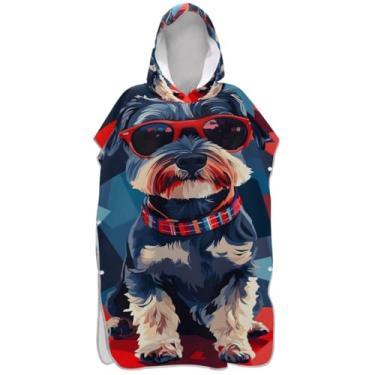 Imagem de Joisal Lindo poncho de surf para cães Schnauzer para adultos roupão absorvente masculino feminino poncho com capuz toalha de praia estampada