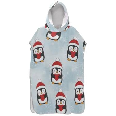 Imagem de Joisal Lindo pinguim inverno surf poncho trocador adulto praia com capuz toalha de banho leve homens mulheres poncho com capuz