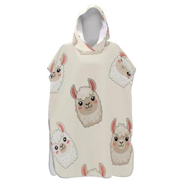 Imagem de TSENQUE Roupão de mudança de poncho de surfe branco bonito dos desenhos animados para adultos toalha de natação com capuz absorvente homens mulheres poncho com capuz