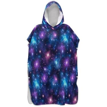 Imagem de Joisal Poncho de surf de secagem rápida para adultos trocador de roupa de praia com capuz toalha de banho colorida galáxia ponchos de praia para homens
