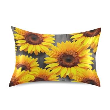 Imagem de Fronhas de cetim com girassol floral amarelo vibrante bonito conforto refrescante padrão Queen King fronhas fronhas cama cama king size 101,6 cm x 50,8 cm