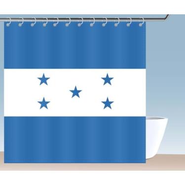 Imagem de Petite Pine Cortina de chuveiro com bandeira de Honduras de poliéster 72 × 72 polegadas com ganchos e ilhós, decoração de banheiro hondurenha à prova d'água 182 × 182 cm, cortinas de acessórios de