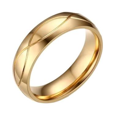 Imagem de Alianças De Casamento Em Aço Inoxidável Cor Dourada Para Mulheres E Ho