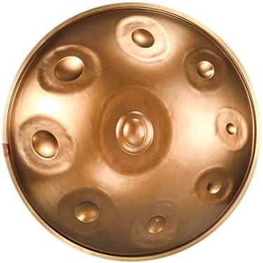 Imagem de 22 Polegadas 9 Notas Handpan Drum D Minor Steel Musical Pan Drum Instrumento De Percussão Com Bolsa Handpan, Baquetas, Tripé Dobrável E Pano De Limpeza Profissional Fabricado Na Alemanha,Ouro,22 P