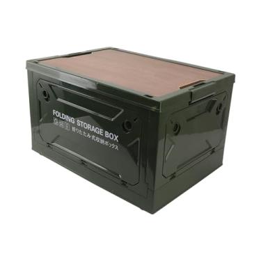 Imagem de Generic Caixa de Acampamento Dobrável Com Rodas Grande Capacidade para Armazenamento de Brinquedos, Caixa de Armazenamento Dobrável Com Tampa de Madeira 50L para Diário PP 19,3x13,8x11,2in (DO Verde)
