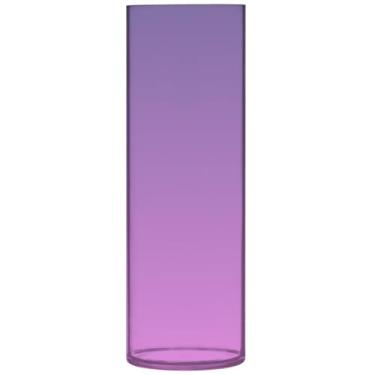 Imagem de Vaso redondo de plástico ombré gradiente de orquídea violeta, vasos cilíndricos decorativos para flores, decoração floral de outono para quarto, 30 cm x 9,9 cm