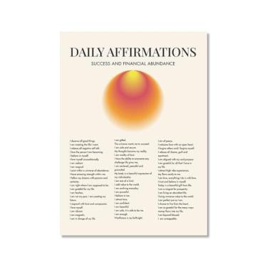 Imagem de Impressão de pôster de arte de parede com citações diárias de afirmação positiva gradiente aura pintura estética impressões de sala de estar decoração de casa (SKU8,12 x 45,7 cm = (30 x 45 cm), sem