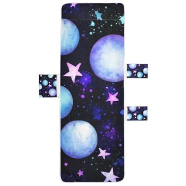 Imagem de Aquarela Planetas Azuis Estrelas Espaço Chaise Lounge Capas de Cadeira Toalha de Piscina Lounge Capas de Cadeira de Praia Espreguiçadeira de Piscina Externa 203 x 76 cm