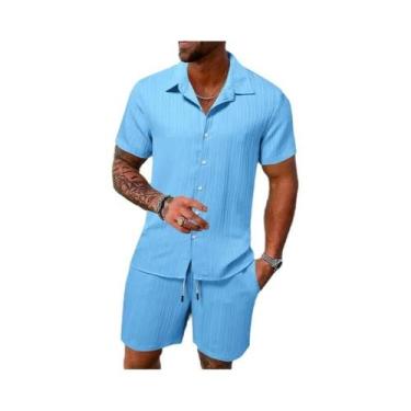 Imagem de Conjunto Esportivo Urbano Casual Masculino De Verão Com Camisa Polo De