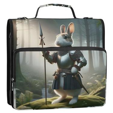 Imagem de Fichários de 3,8 cm, 3 anéis, coelho, soldador, fichário engraçado com zíper, fichário organizador com alça, bolsa de ensino médio, pasta de armazenamento com alça