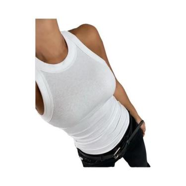 Imagem de Regata de malha canelada sem mangas Slim Fit básica casual para uso di