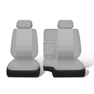 Imagem de Jokuye Capas de assento dianteiras 60/40 divididas para Toyota Tacoma 1995 1996 1997 1998 1999 2000 - Tecido de poliéster resistente com encosto de cabeça e capas de console, fácil instalação - cinza