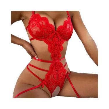 Imagem de Conjunto De Lingerie Sexy plus Size Com Renda, Sutiã Push up E Alças T
