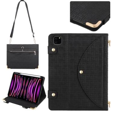 Imagem de Capa de mão para iPad Air de 13 polegadas M3 2025/M2 2024, iPad Pro 12,9 polegadas (6ª/5ª/4ª geração) capa com suporte para lápis, capa carteira funcional com suporte Techcircle com alça de ombro