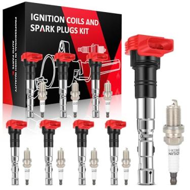 Imagem de SCITOO 8 bobinas de ignição com 8 velas de ignição de irídio A8 Allroad S4 4.2L V8 UF483 UF521 UF542