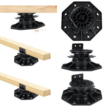 Imagem de Hocamel Pacote com 12 pedestal de suporte de deck ajustável, base de suporte de base de deck de plástico, plataforma de deck flutuante, ajuste de altura aumentando de 4,5 cm a 6,5 cm, nivelamento
