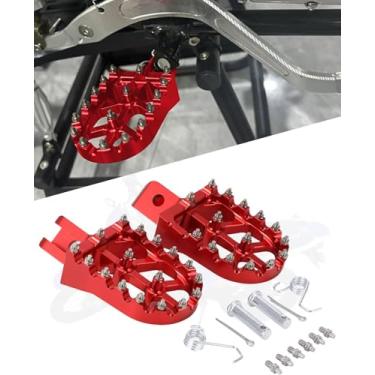 Imagem de BAOUFF Pedais de bicicleta Dirt Bike especiais para HAWK 250,7075 Pedal de descanso frontal de motocicleta CNC de alumínio para Hawk 250cc/Hawk 250 DLX-Vermelho