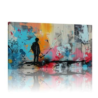 Imagem de Arte para paredes, tela de arte de parede de grafite, impressões de Banksy, arte de parede de grafite, decoração de parede de arte Banksy, mural Banksy - (25 x 50 cm) sem moldura 10 x 20 polegadas