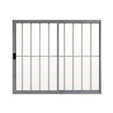 Imagem de Janela De Alumínio De Correr 100x150cm 2 Folhas Grade Brilhante