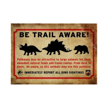 Imagem de Placa De Advertência Vintage De Dinossauro, Pôster Retrô, Arte Estétic