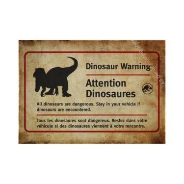 Imagem de Placa De Advertência Vintage De Dinossauro, Pôster Retrô, Arte Estétic