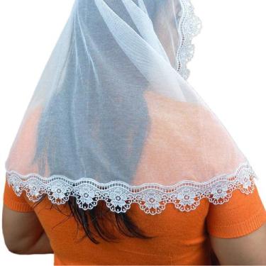 Imagem de Véu Ccb Adulto Renda Guipir Floral Congregação Cristã (modelo Laura) -