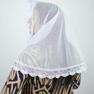 Imagem de Véu Ccb Adulto Renda Média Floral Congregação Cristã (modelo Débora) -