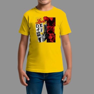 Imagem de Camisetas Infatil Básica Casual Confortável Gola Redonda Deai, Amarelo
