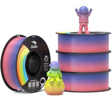 Imagem de Creality Filamento de impressora 3D 1,75 mm, Rainbow PLA+ Plus Pro Filament Toughness Upgraded, precisão dimensional ± 0,02 mm, serve para a maioria das impressoras 3D, pacote com 4 carretel de 1 kg