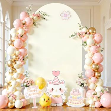 Imagem de Capa de arco de marfim de 2,2 m com elástico e elastano ajustável em arco de casamento marfim para festa de aniversário, chá de panela, decoração de fundo de balão, chá de bebê, banquete, foto