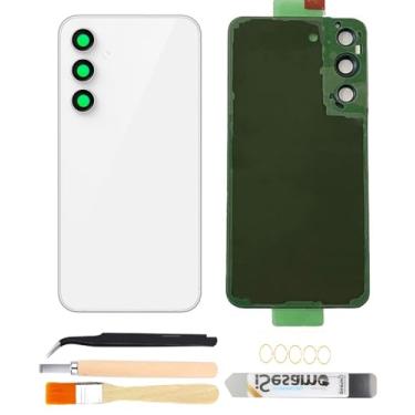 Imagem de Yuntunele Substituição da capa traseira traseira para Galaxy S23 FE com lente de câmera pré-instalada + ferramentas + pré-adesivo para Samsung Galaxy S23 FE SM-S711U S711W todas as operadoras (branca)