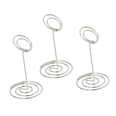 Imagem de Yosoo Suporte para Número de Mesa de 20 Peças, Suporte para Cartão Redondo de Ferro Com Base Larga, para Memorando de Mesa de Escritório de Formatura de Festa de Casamento de (Prata)